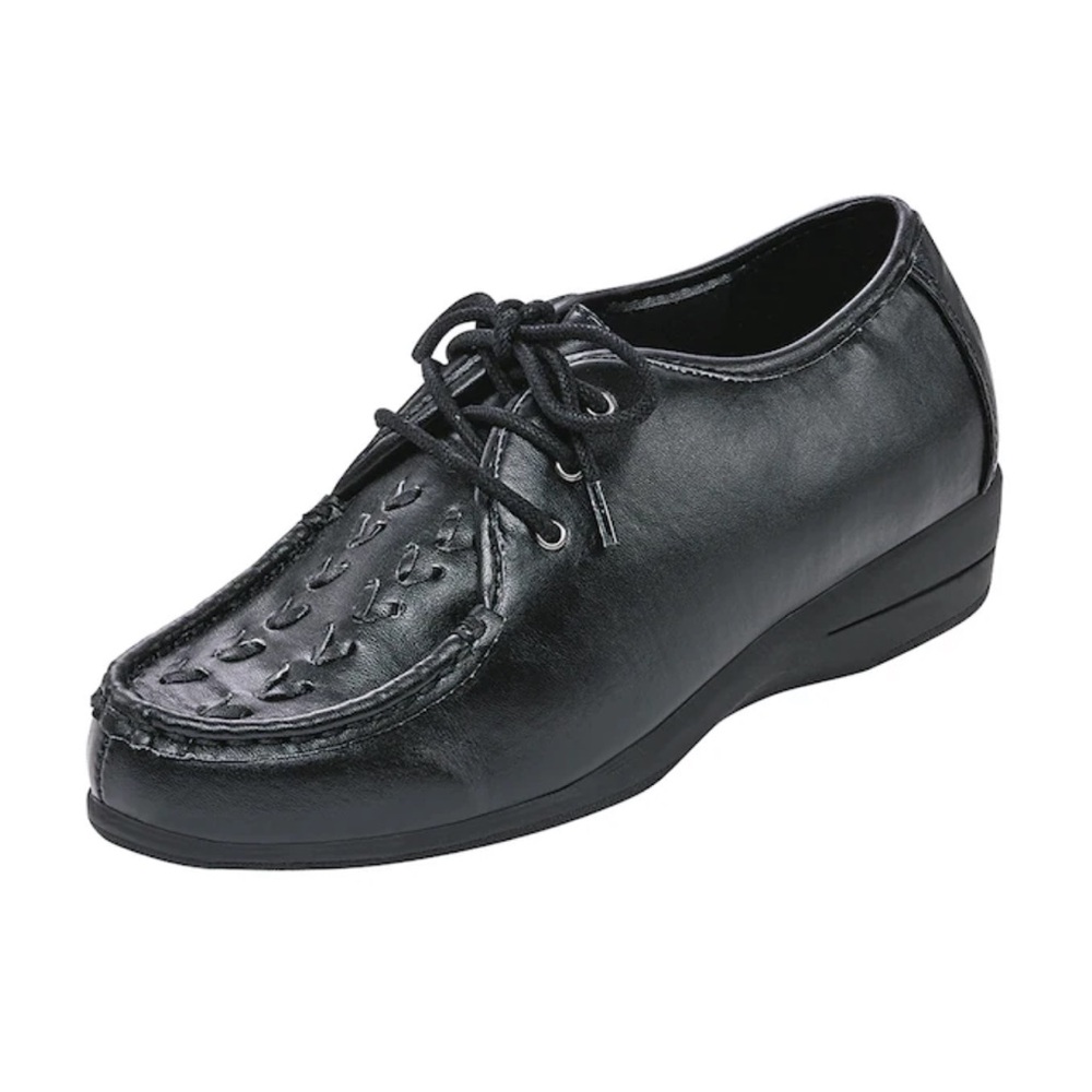 ANGEL STEPS Women’s Dasher Classy Black Lace Up Loafer Shoes Size 8 M NEW